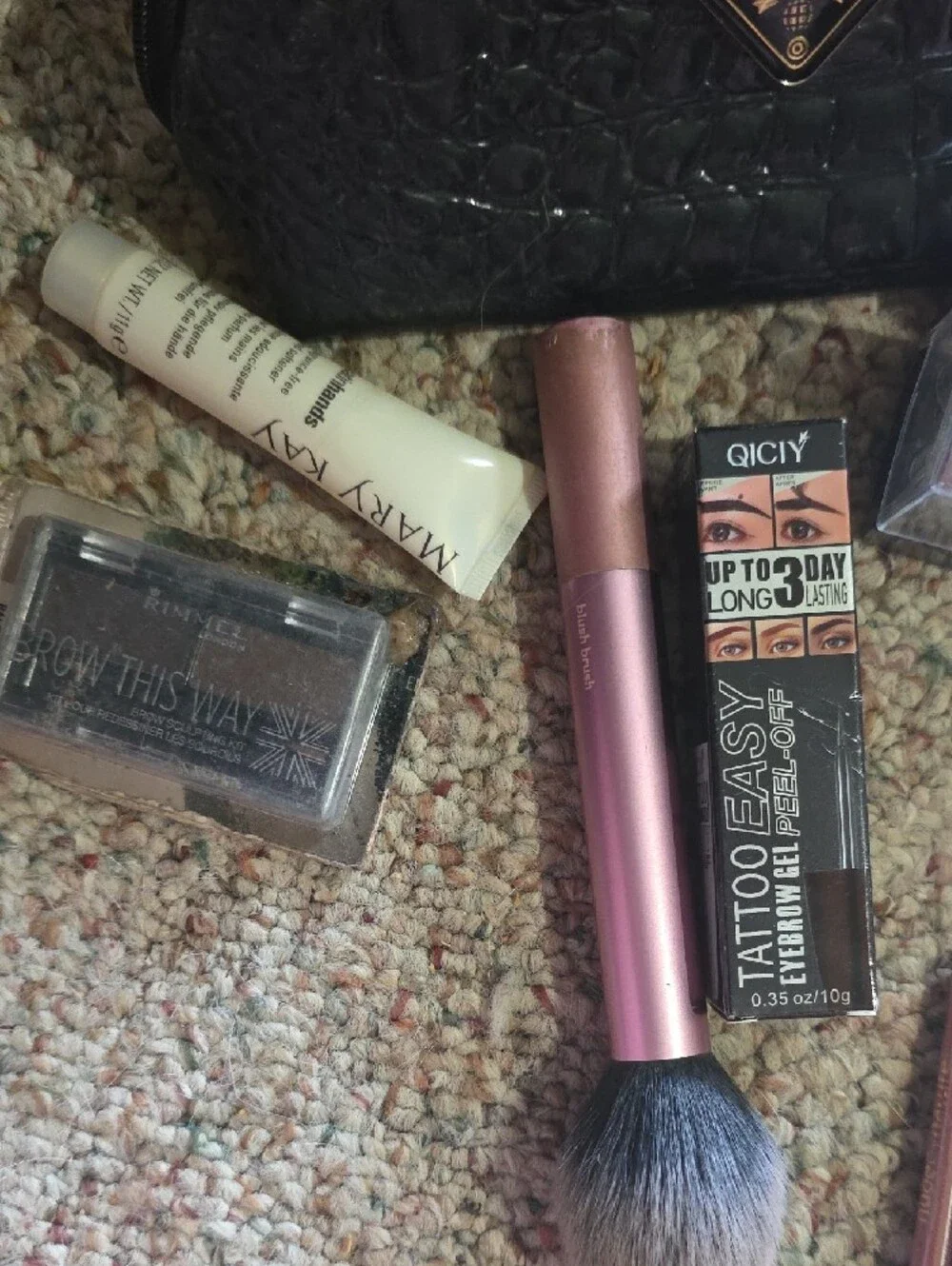 Modella Black Quilted Cosmetic Pouch with New Makeup